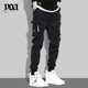 YOA summer style overalls men's trendy brand slimming functional leg binding sports trendy straight casual pants ins pants