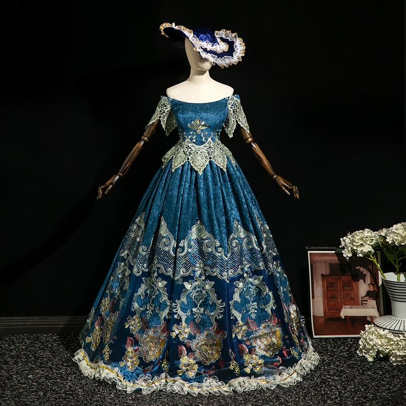 One-Shoulder European-Style Court Costume Party Masquerade Evening Dress Stage Script-Killing Tea Party Performance Outfit for Women