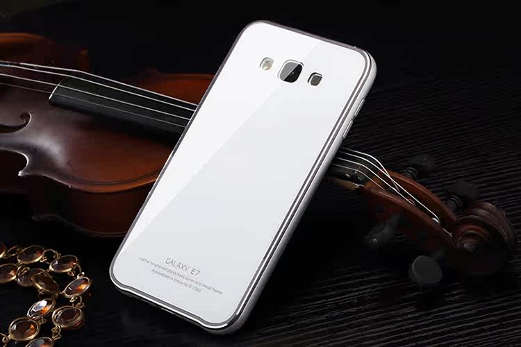 Luphie Aircraft Aluminum Metal Frame 9H Tempered Glass Back Cover Case for Samsung Galaxy E7 E7000
