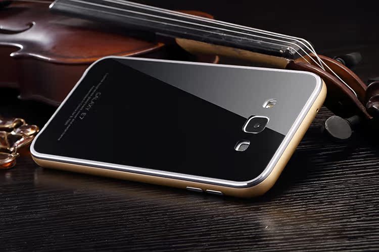 Luphie Aircraft Aluminum Metal Frame 9H Tempered Glass Back Cover Case for Samsung Galaxy E7 E7000