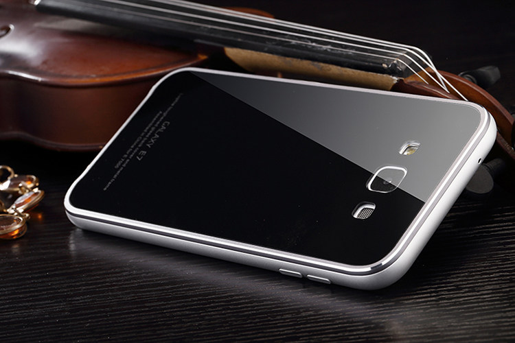 Luphie Aircraft Aluminum Metal Frame 9H Tempered Glass Back Cover Case for Samsung Galaxy E7 E7000