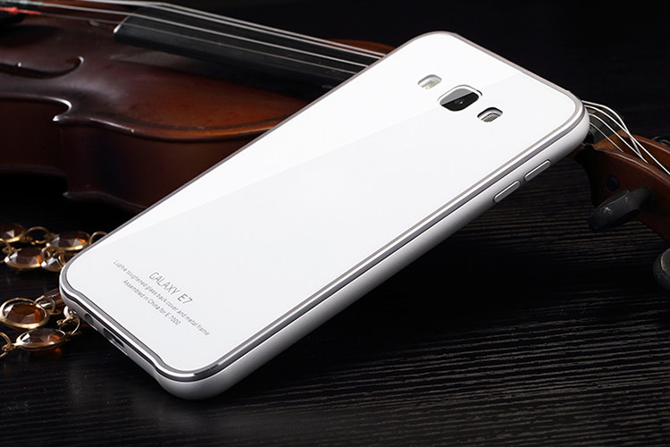 Luphie Aircraft Aluminum Metal Frame 9H Tempered Glass Back Cover Case for Samsung Galaxy E7 E7000
