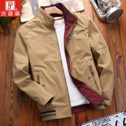 2019 Jeep Shield Men Business Casual Jacket Đứng Cổ áo Cotton Cotton Mùa xuân Áo sơ mi nam Áo khoác đen - Áo khoác