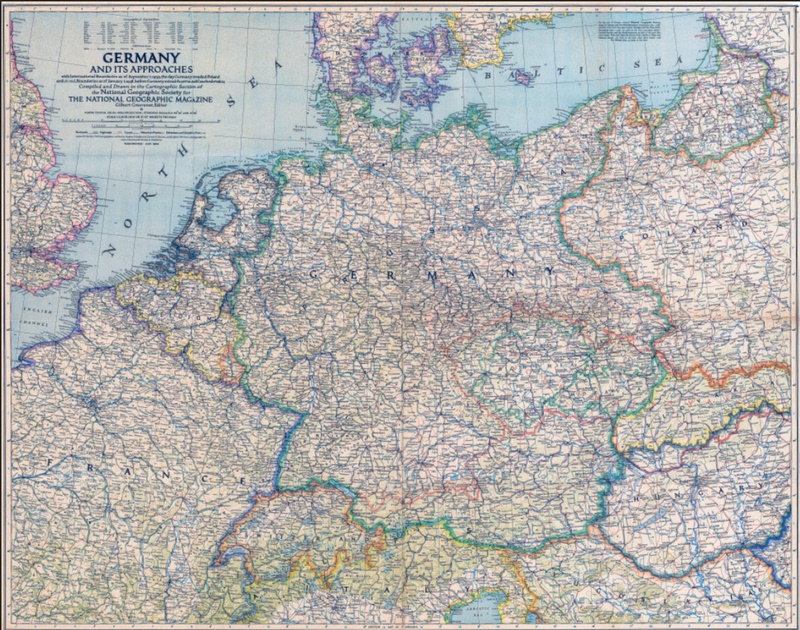 German World War Ii 1939 English Version Laminated Waterproof Map National Geographic 130×100cm German Europe