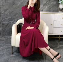 Spring new large size womens professional dress shirt dress female fat mm200 pounds temperament waist thin skirt