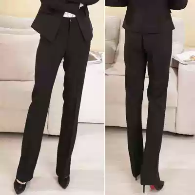 Autumn and winter professional suit pants women's large size fat mm200 kg high waist elastic tooling straight pants plus velvet Tibetan trousers