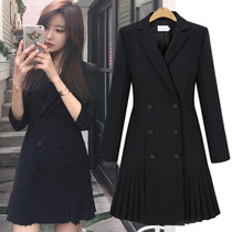 Spring dress new professional small suit jacket female fat mm200 kg Korean version of large size temperament slim long suit
