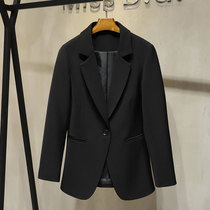 Large size womens autumn new black professional blazer womens fat mm200 kg thin button small button suit