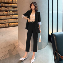 Xia new professional suit suit suit women fat mm200 kg large size thin seven-point sleeve suit ankle-length pants two-piece