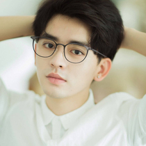 Radiation-resistant glasses Mens anti-blue light round frame eyes flat light No degree flat mirror blue light Myopia Anti Blue Light