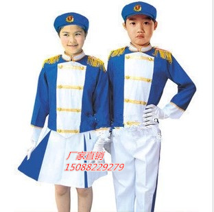 Young Pioneers band costume performance costume blue army drum convincing drum ritual uniform command uniform performance costume