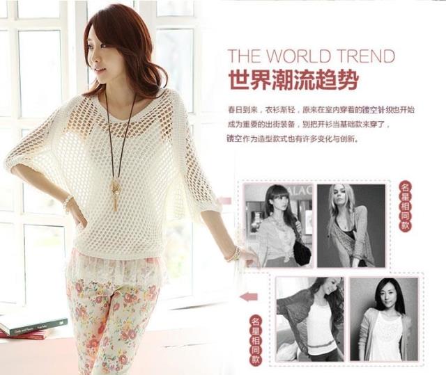 Mùa xuân mới và mùa hè ngắn phần mỏng áo len rộng kích thước lớn áo blouse lưới áo thun áo len bat áo nữ thủy triều áo cardigan nữ mỏng