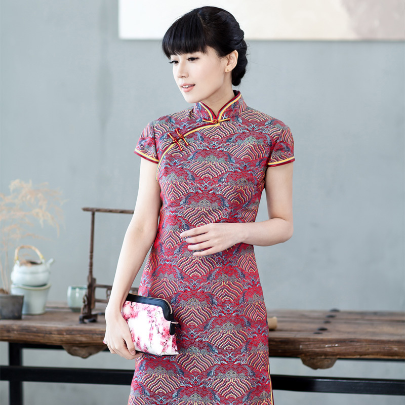 Chinese-Style Silk Brocade Retro Fashion Improved Version Elegant Wedding Banquet High-End Cheongsam Toast Dress