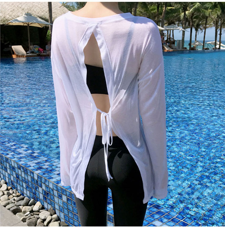 Spa Women Swimsuit Hood Seaside Seaside Bikini Hooded single piece Outer lap Underwater Dew Back Beach Sunscreen Jacket