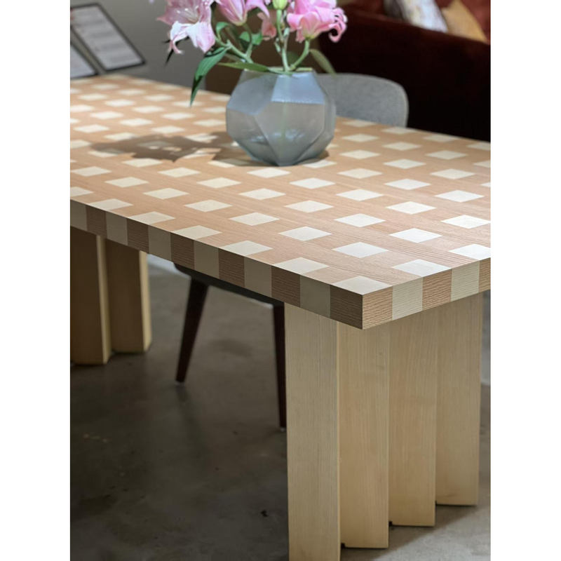 Medieval-Style Designer Solid Wood Square Dining Table, Tea Table, Wabi-Sabi Style Chess and Card Grid Dining Table, Meeting Table, Office Desk