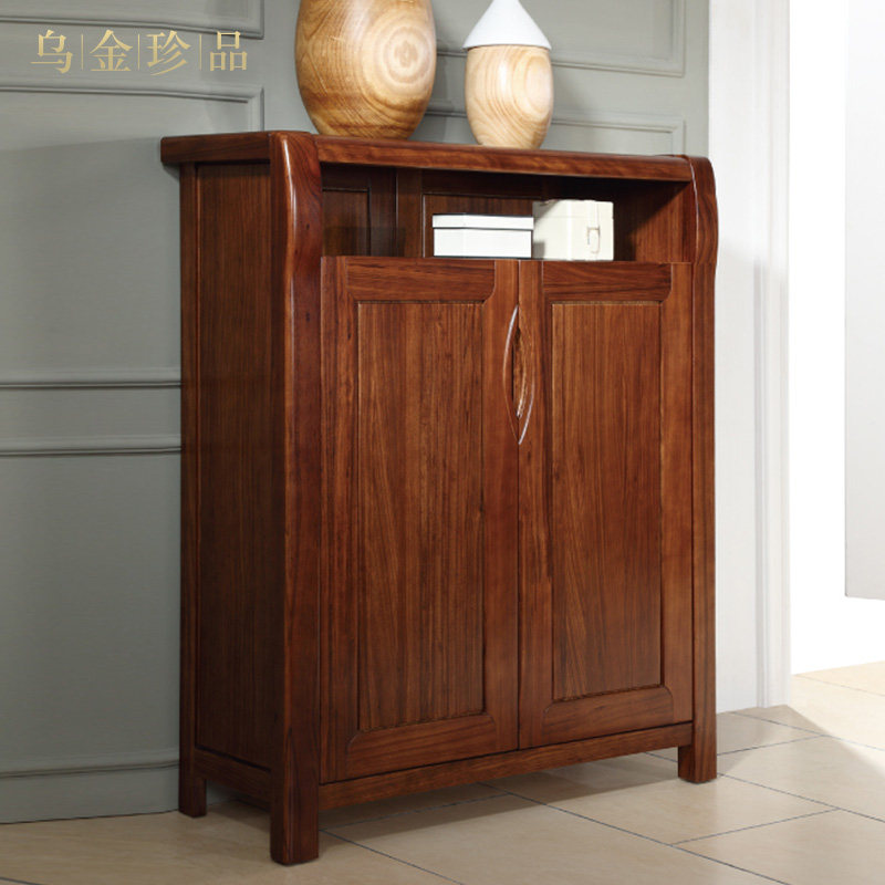 Ugin Wood Shoe Cabinet Two Door Living Room Cabinet Locker High End Chinese All Solid Wooden Shoe Cabinet Factory Price Direct Sales