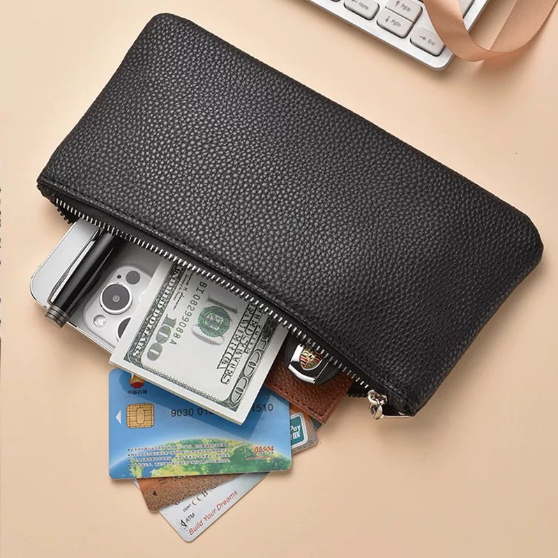 New Large-Capacity Mobile Phone Bag, Ultra-Thin Long Wallet, Simple Wallet for Men and Women, Clutch Bag, Large Cash Zipper Bag