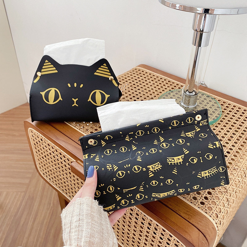 Net red tissue box high-end toilet paper box home living room creative napkin box car simple leather removable toilet paper light luxury