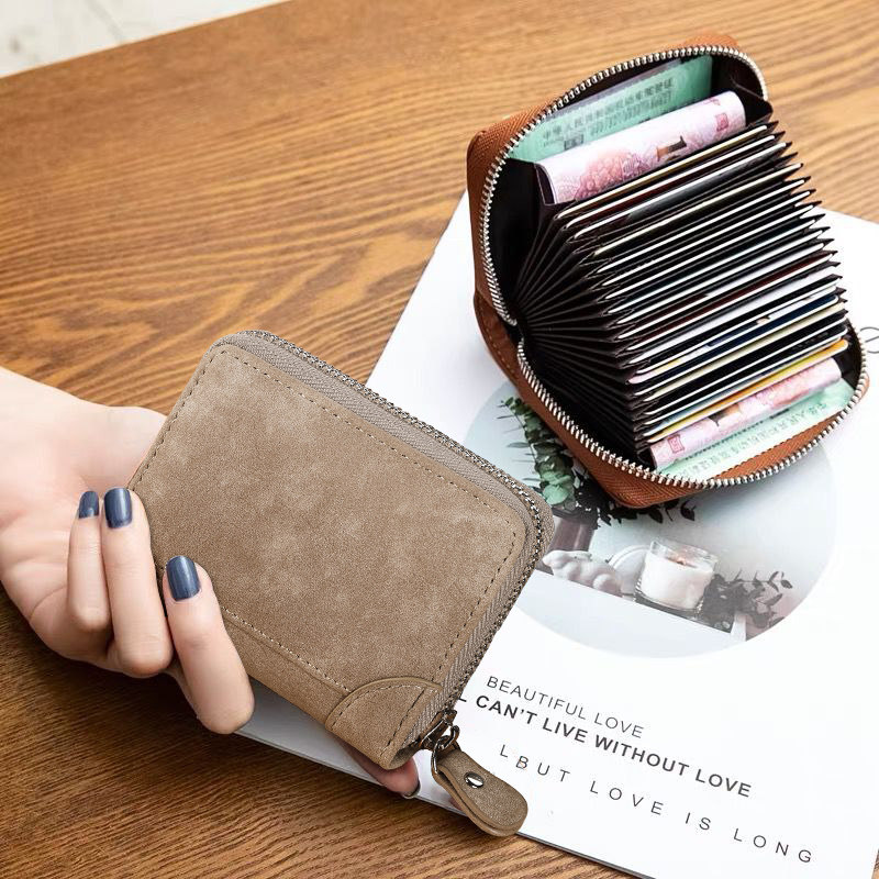 Card bag men's leather large-capacity card slot multi-anti-demagnetization organ small card bag ultra-thin driver's license card holder female