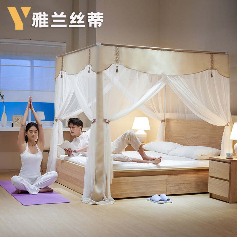 Mosquito net 2021 new home floor-standing palace three doors thickened princess 1.8m new Chinese stainless steel