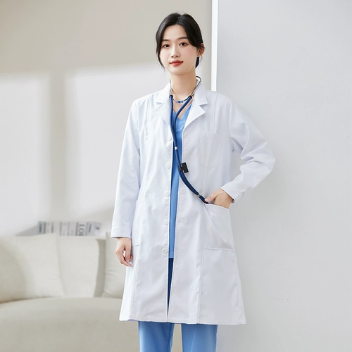 Элитный белый халат, униформа врача, униформа медсестры, для салонов красоты, короткий рукав