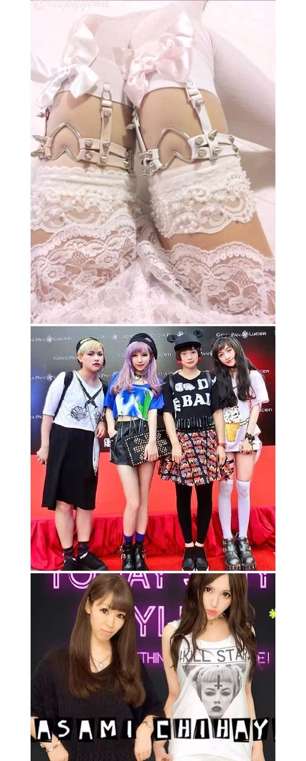 Girl Nhật Bản Studded căng da chân nhẫn nhẫn chân garter kẹp giữ tất chân cho nữ
