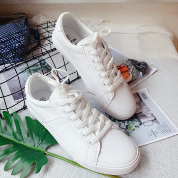 Mowa New Trendy White Sneakers Versatile Fashion Lace-Up Casual Sneakers Men's Soft-Soled Shoes Women's