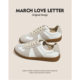 [Cowhide Version] Couple's Matching German Training Shoes, Genuine Leather White Sneakers, Women's College-Style Flat Sports Casual Sneakers, Men's