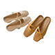 Sheepskin Version~Inner Height-Increasing Mule Woven Closed-Toe Half-Slippers for Women, Summer Outdoor Wear, Straw-Style Vacation Beach Sandals