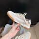 Very Soft and Comfortable Ballet Training Women's Summer Breathable Sneakers with Internal Height Increase, Casual Pigskin Forrest Gump White Shoes