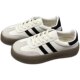 Genuine Leather Training Shoes for Women, 2024 Spring and Autumn New Thick-Soled White Shoes, Retro Casual Sneakers, Sports Board Shoes