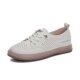 Perforated Flat Leather White Shoes for Women, Summer Casual Soft-Soled Non-Slip Breathable Slip-On Shoes for Pregnant Women
