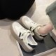 Genuine Leather Training Shoes for Women, 2024 Spring and Autumn New Thick-Soled White Shoes, Retro Casual Sneakers, Sports Board Shoes