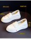 White Shoes for Women, Lightweight New Style Summer Genuine Leather Shoes, Thick-Soled Platform Slip-On Casual Sneakers, Solid Color, Versatile