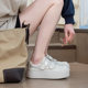 Velcro Versatile Genuine Leather Soft-Soled White Sneakers for Women 2025 Spring New Thick-Soled Casual Sports Sneakers Trendy