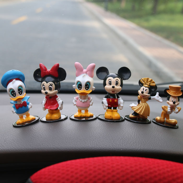 Mini cute Mickey Minnie car swing piece in car Small doll ornament Creative cartoon paparazzi car supplies