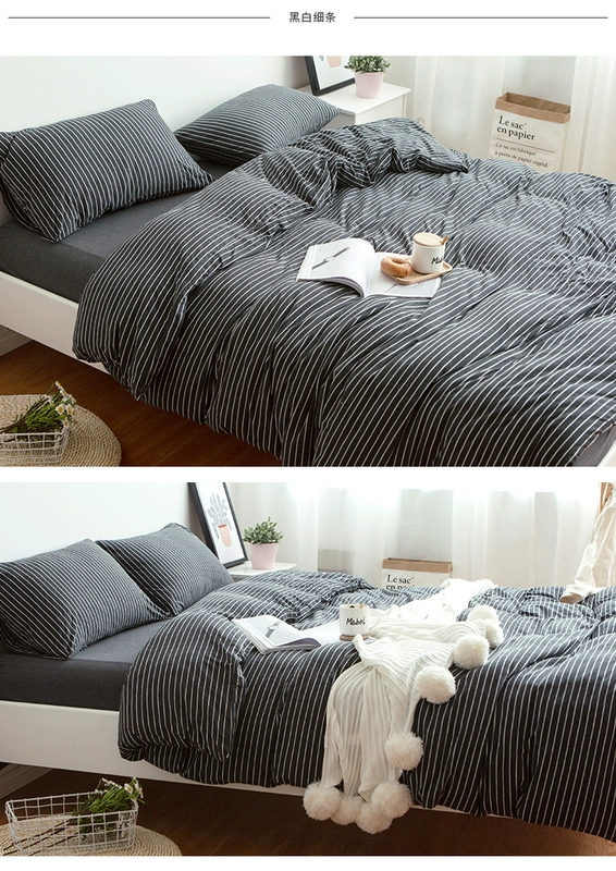 Tianzhu bông denim bông giường đan bông áp dụng tờ doanh nghiệp giường bông ba mảnh - Bộ đồ giường bốn mảnh