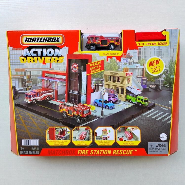 Matchbox City Series Scene Set Fire Alarm Rescue Center Fire Department Rescue Vehicle Alloy Car Model Toy