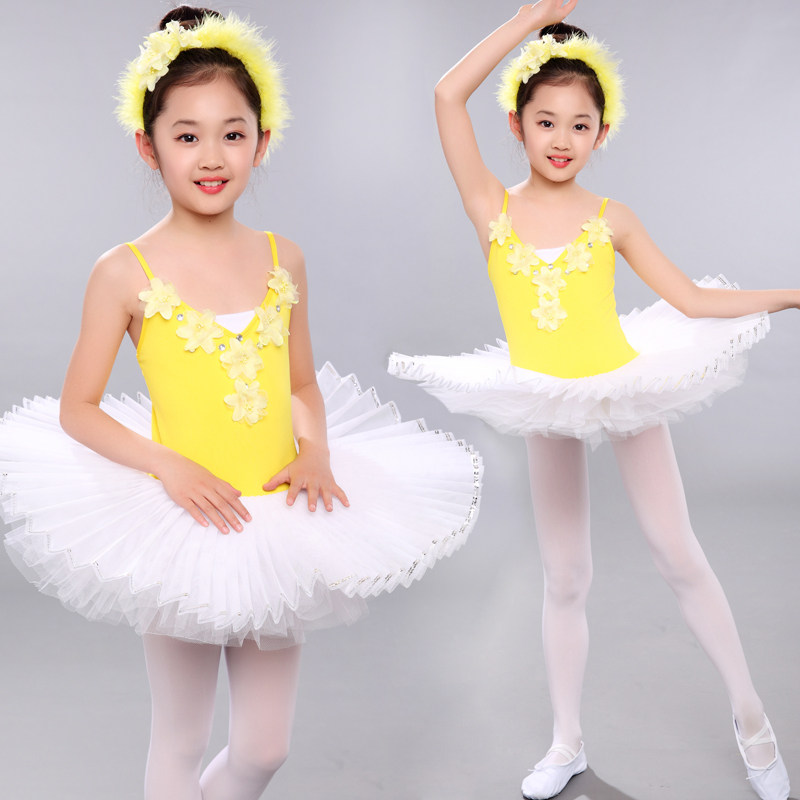 June 1 children's performance costume Little Swan dance skirt girls ballet skirt white gauze skirt ballet suspender puff skirt