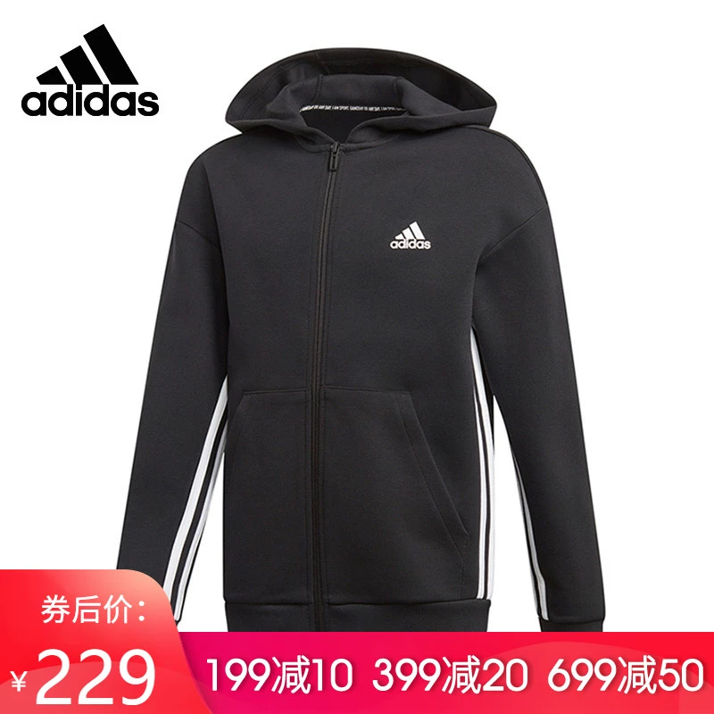 Áo khoác Adidas Adidas áo khoác trẻ em lớn 2020 mùa xuân mới áo khoác thể thao giản dị trùm đầu ED6474 - Áo khoác thể thao / áo khoác