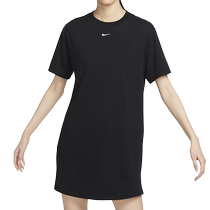 NIKE womens round neck sports breathable casual comfortable knitted short-sleeved dress DV7883-010