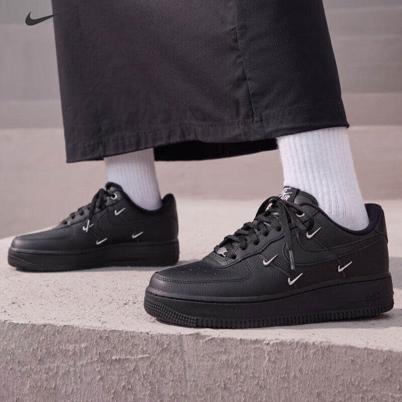Nike Women's Shoes Air Force 1 Afi Black and Silver Four-Stripe Air Force One Sneakers Hq1180-001 Nike Women's Shoes Air Force 1 Afi Black and Silver Four-Stripe Air Force One Sneakers Hq1180-001