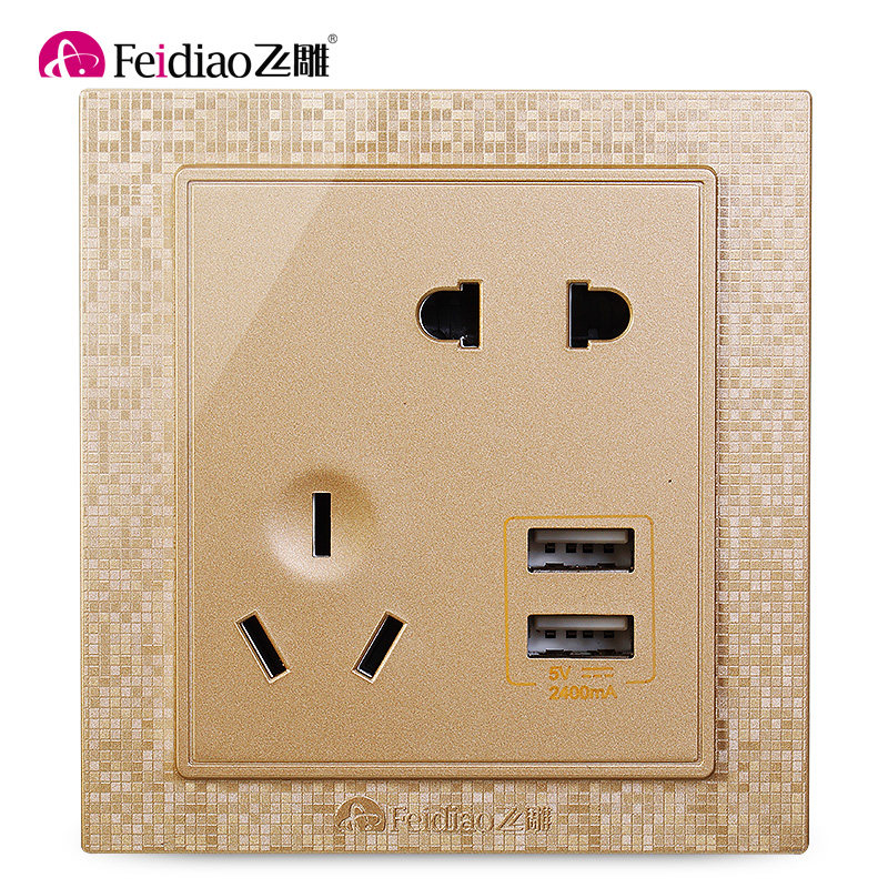 Fly engraving smart switch socket Home Italic Five holes with two bits USB86 socket mobile phone charging power D1