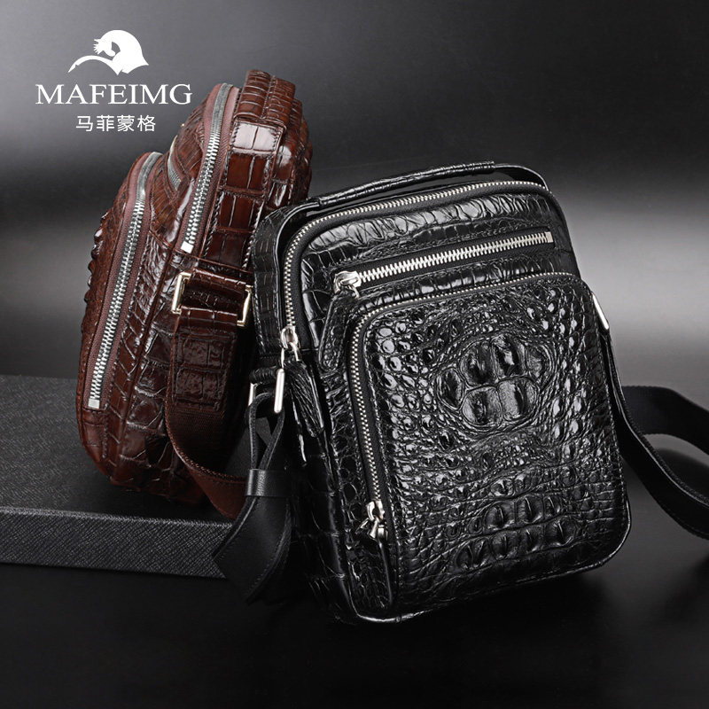 Crocodile leather men's bag shoulder messenger bag leather business large-capacity handbag men's casual backpack tide