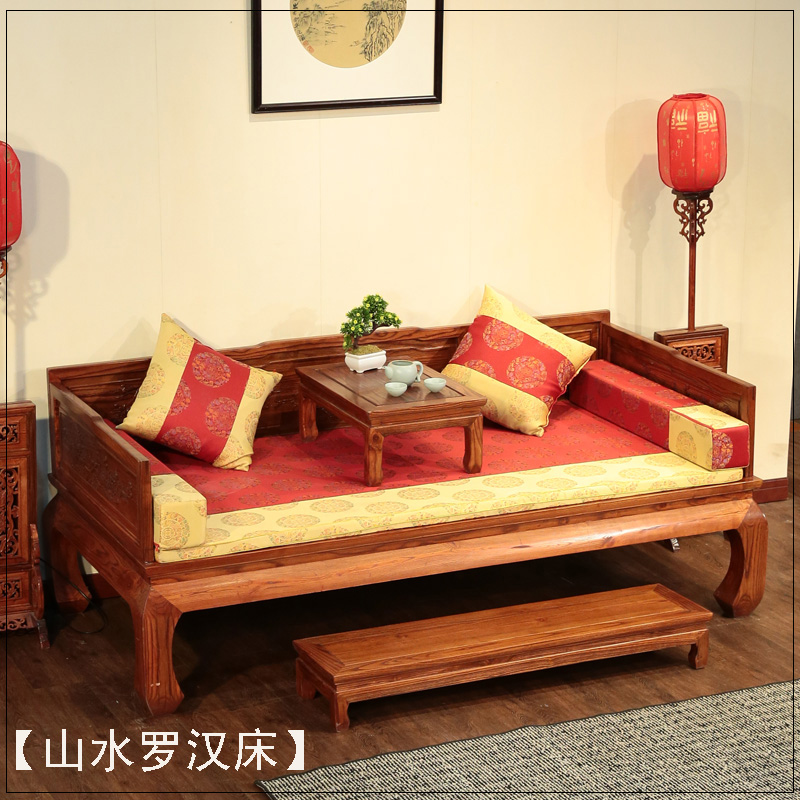 Trung Quốc elm giường Dương gỗ phòng khách nhỏ gọn đúp Trung Quốc mới elm gỗ hồng mộc cũ giường Dương văng - Giường mẫu giường tầng đẹp