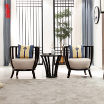 New Chinese sofa chair combination three-piece hotel negotiation table and chair solid wood fabric leisure chair Villa furniture customization