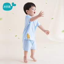 Mille Fish Children Sleepwear Suits Short Sleeve Childrens Home Clothes Boys Girl Baby Summer Thin Air Conditioning Suit