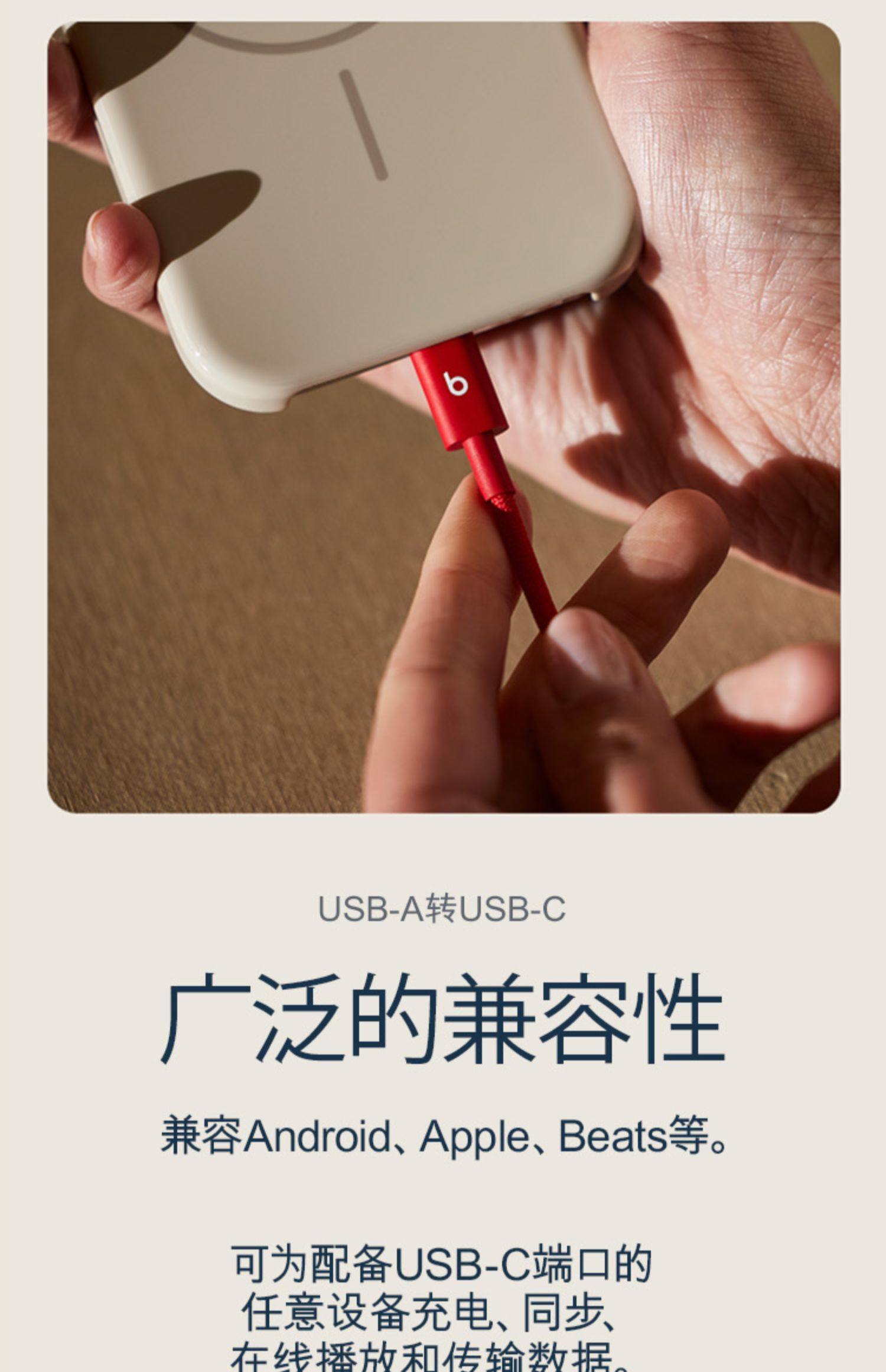 Beats USB-A 转 USB-C 编织连接线数据线充电线插图2