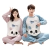 Coral fleece vài bộ đồ ngủ phụ nữ mùa thu và mùa đông dày flannel dài tay nam dễ thương dịch vụ nhà sang trọng phù hợp đồ bộ cho người 60 tuổi Cặp đôi