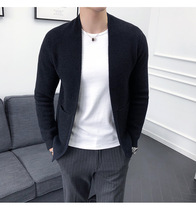 Autumn knitwear mens cardigan Korean version casual sweater jacket mens 2018 new Japanese elegant long-sleeved line